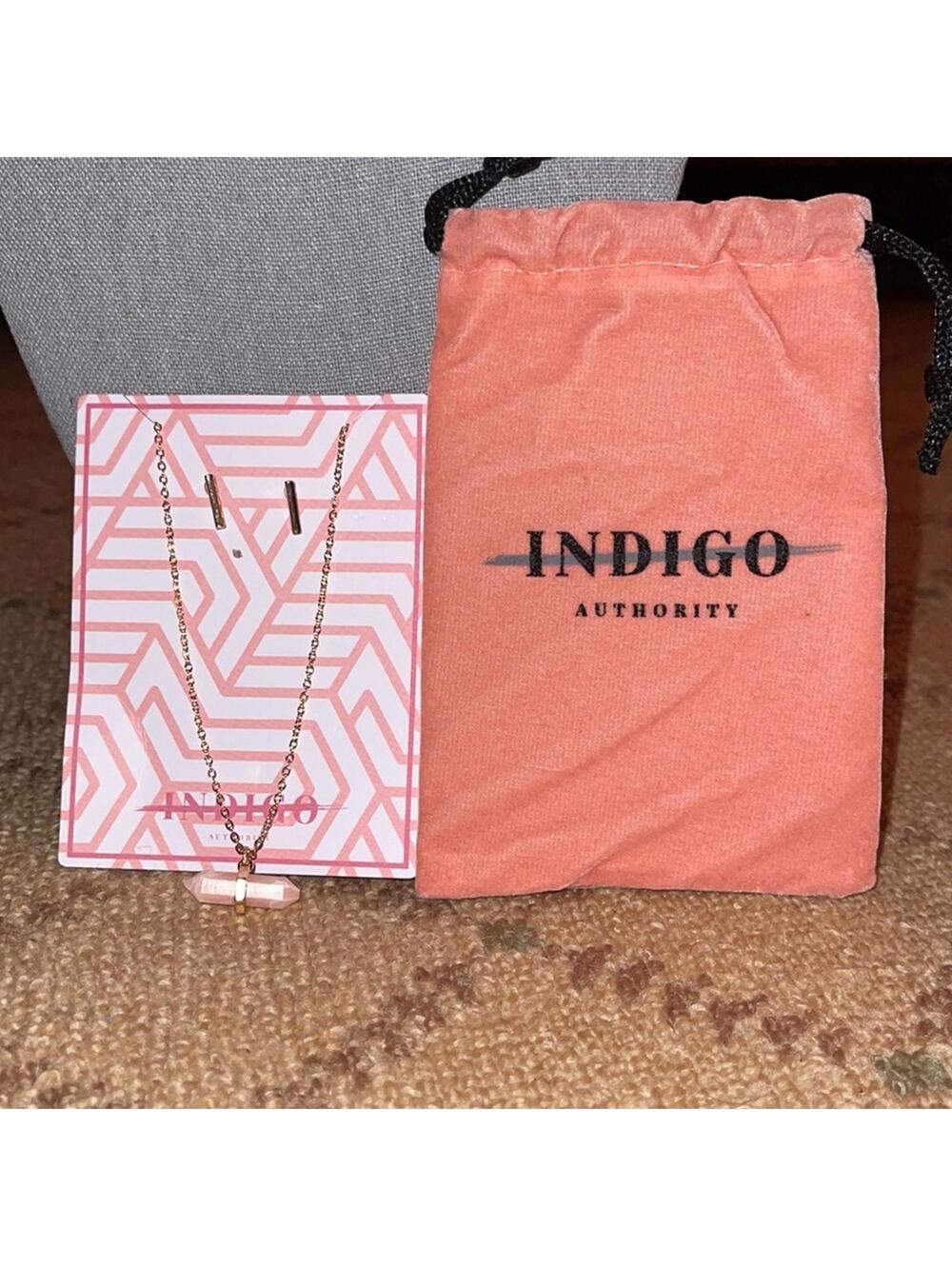 Indigo Authority necklace w earrings NWT